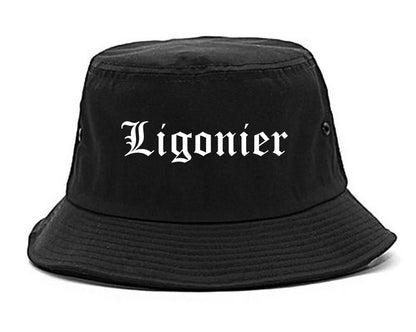 Ligonier Indiana IN Old English Mens Bucket Hat Black