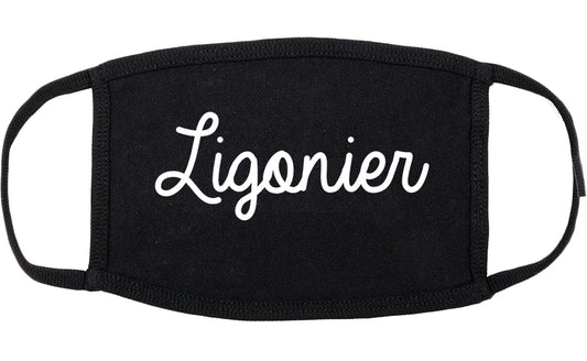 Ligonier Indiana IN Script Cotton Face Mask Black