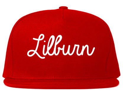 Lilburn Georgia GA Script Mens Snapback Hat Red