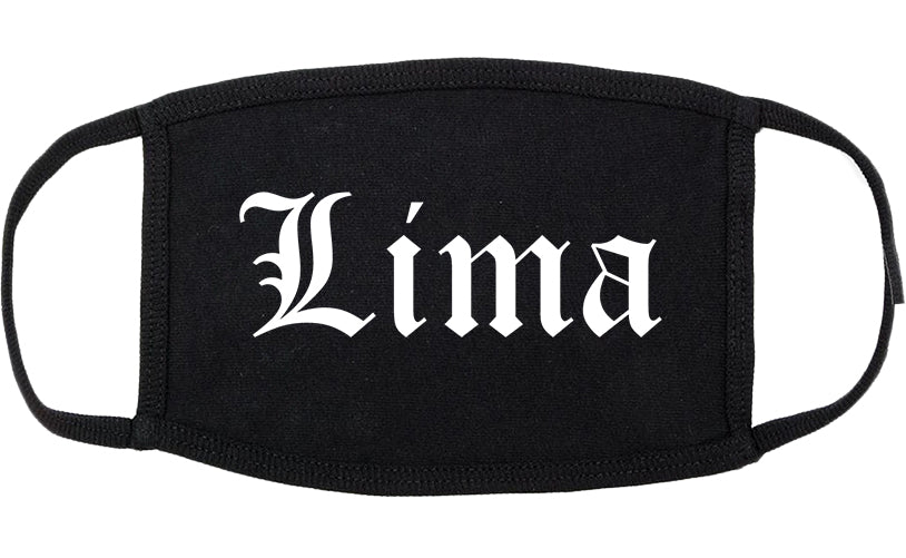 Lima Ohio OH Old English Cotton Face Mask Black