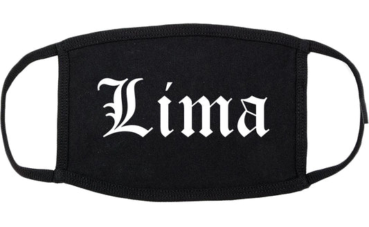 Lima Ohio OH Old English Cotton Face Mask Black