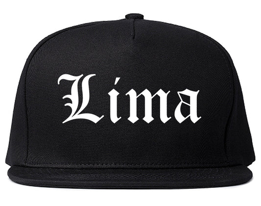 Lima Ohio OH Old English Mens Snapback Hat Black