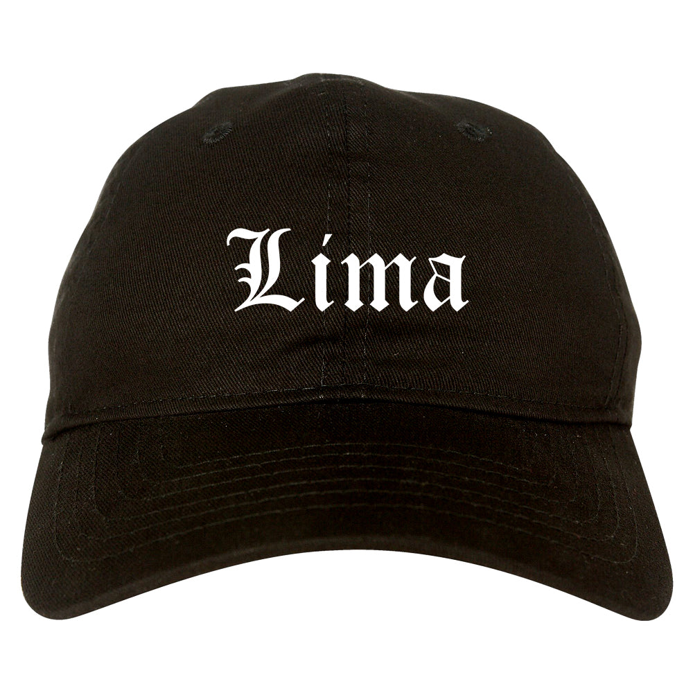Lima Ohio OH Old English Mens Dad Hat Baseball Cap Black