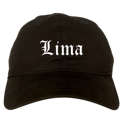 Lima Ohio OH Old English Mens Dad Hat Baseball Cap Black