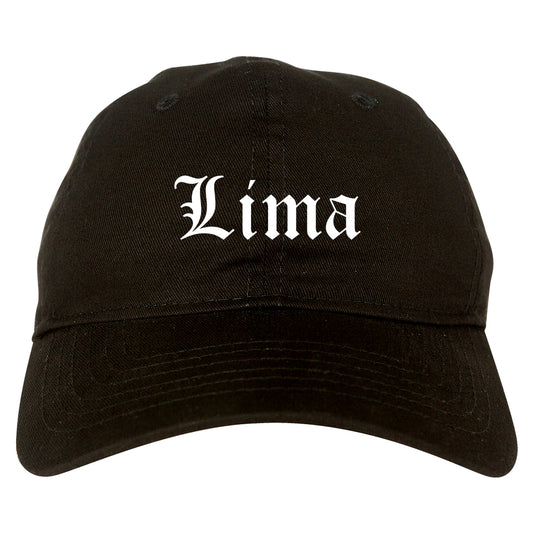 Lima Ohio OH Old English Mens Dad Hat Baseball Cap Black