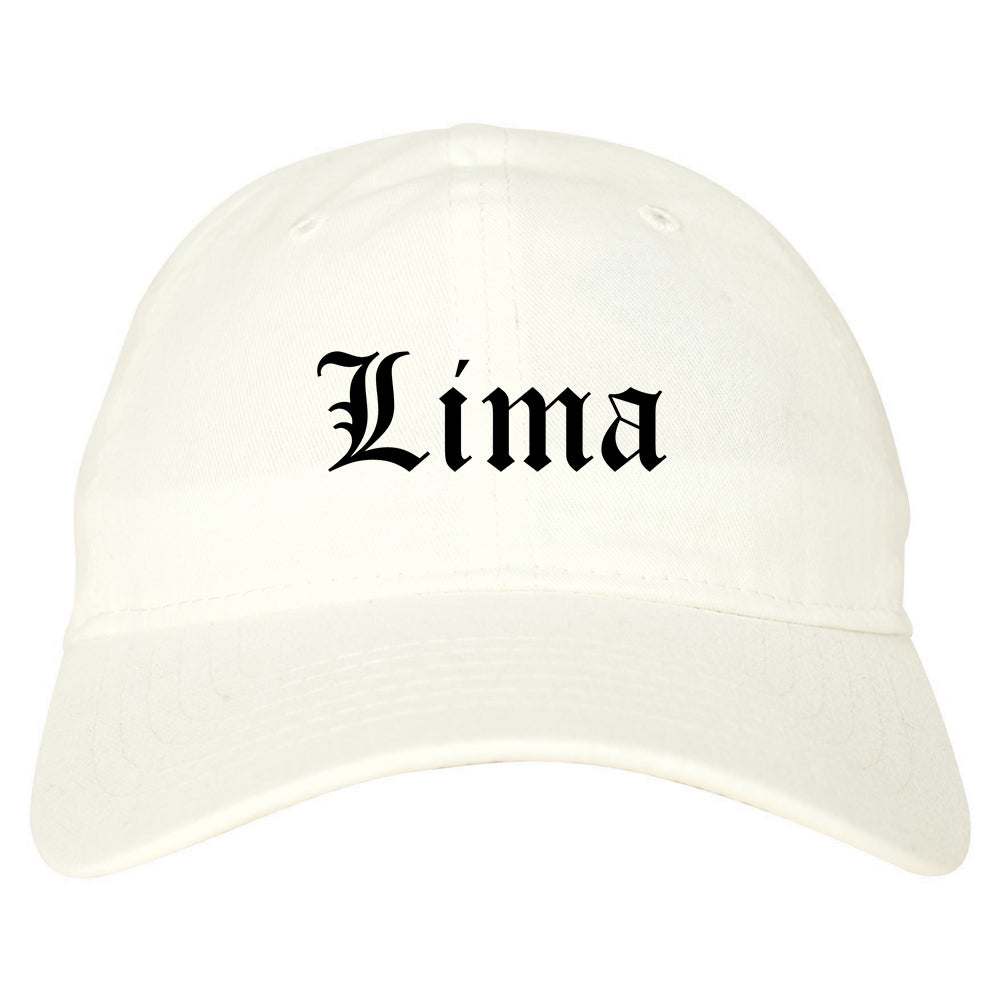 Lima Ohio OH Old English Mens Dad Hat Baseball Cap White