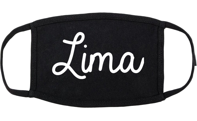 Lima Ohio OH Script Cotton Face Mask Black