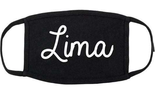Lima Ohio OH Script Cotton Face Mask Black
