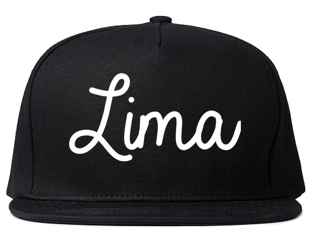Lima Ohio OH Script Mens Snapback Hat Black