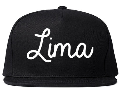 Lima Ohio OH Script Mens Snapback Hat Black
