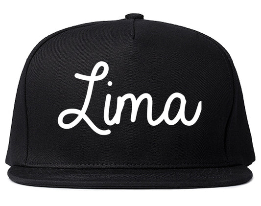 Lima Ohio OH Script Mens Snapback Hat Black
