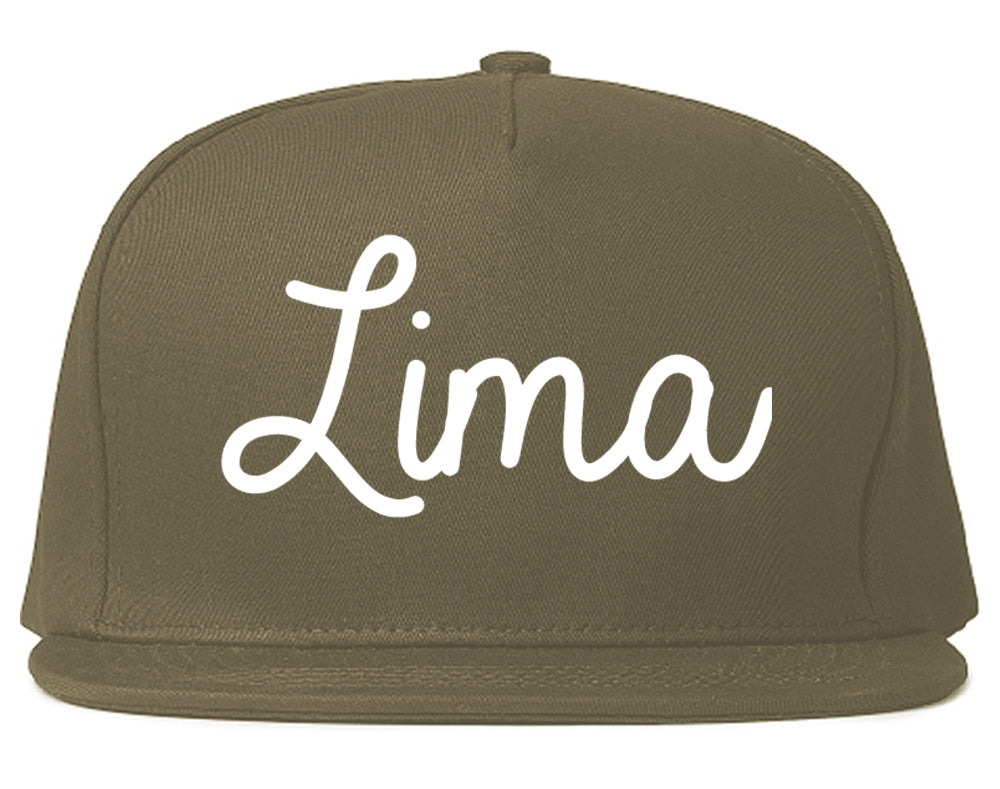Lima Ohio OH Script Mens Snapback Hat Grey