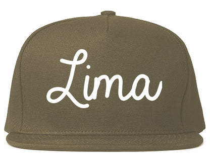 Lima Ohio OH Script Mens Snapback Hat Grey