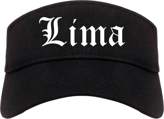 Lima Ohio OH Old English Mens Visor Cap Hat Black