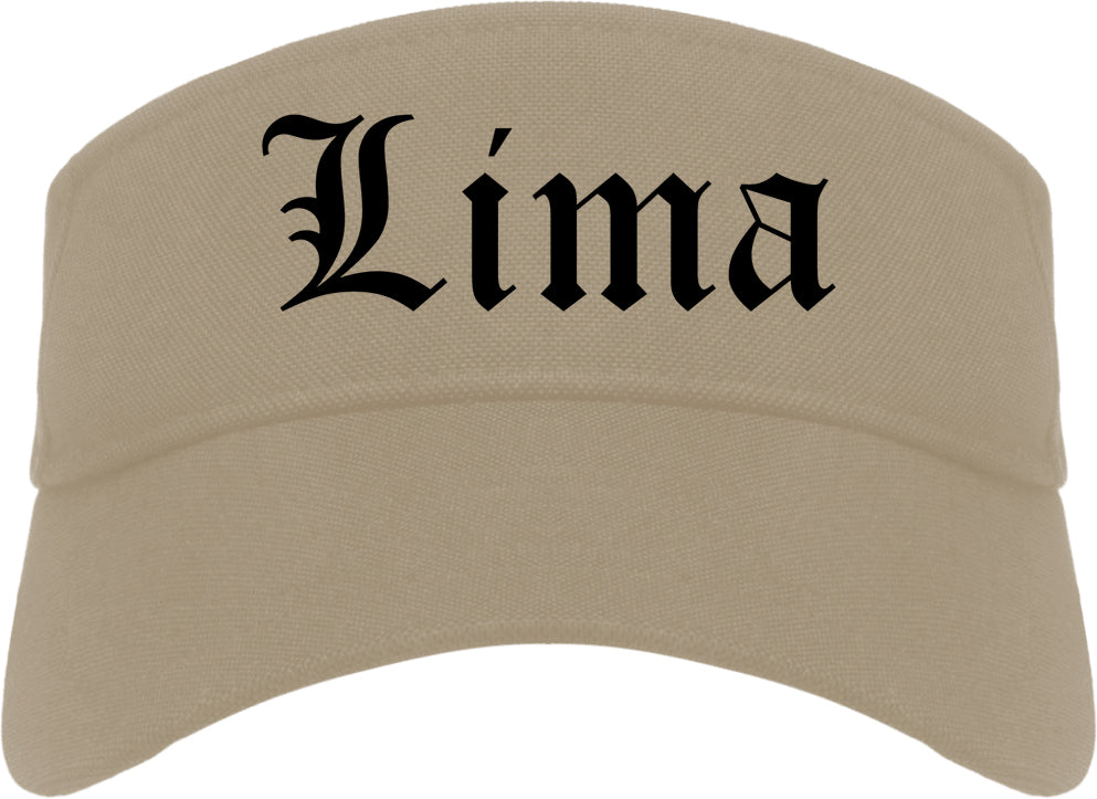 Lima Ohio OH Old English Mens Visor Cap Hat Khaki