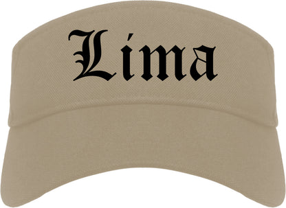 Lima Ohio OH Old English Mens Visor Cap Hat Khaki