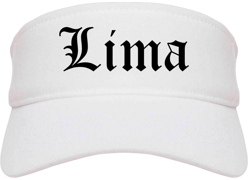 Lima Ohio OH Old English Mens Visor Cap Hat White