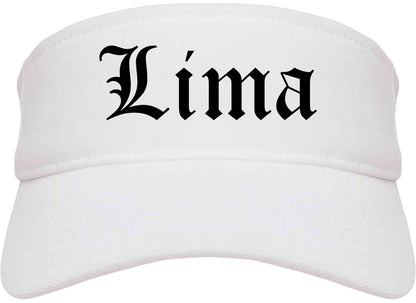 Lima Ohio OH Old English Mens Visor Cap Hat White