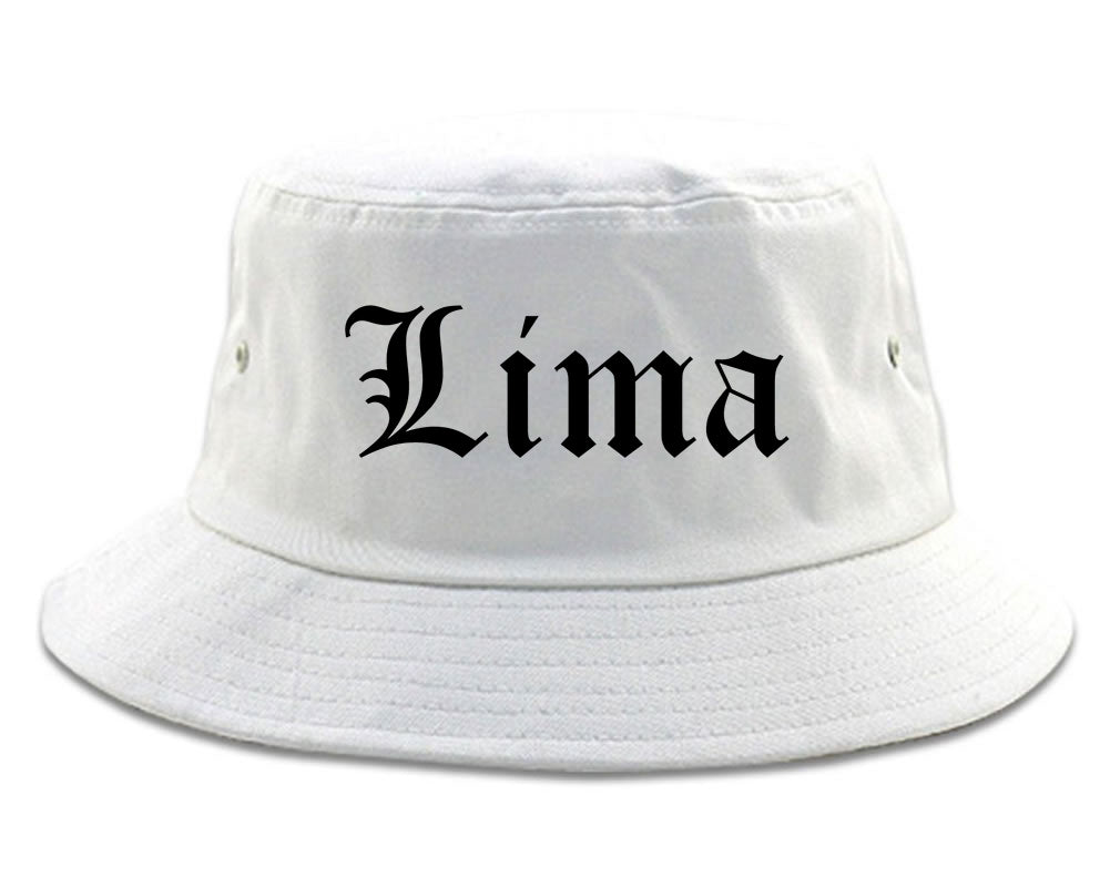 Lima Ohio OH Old English Mens Bucket Hat White