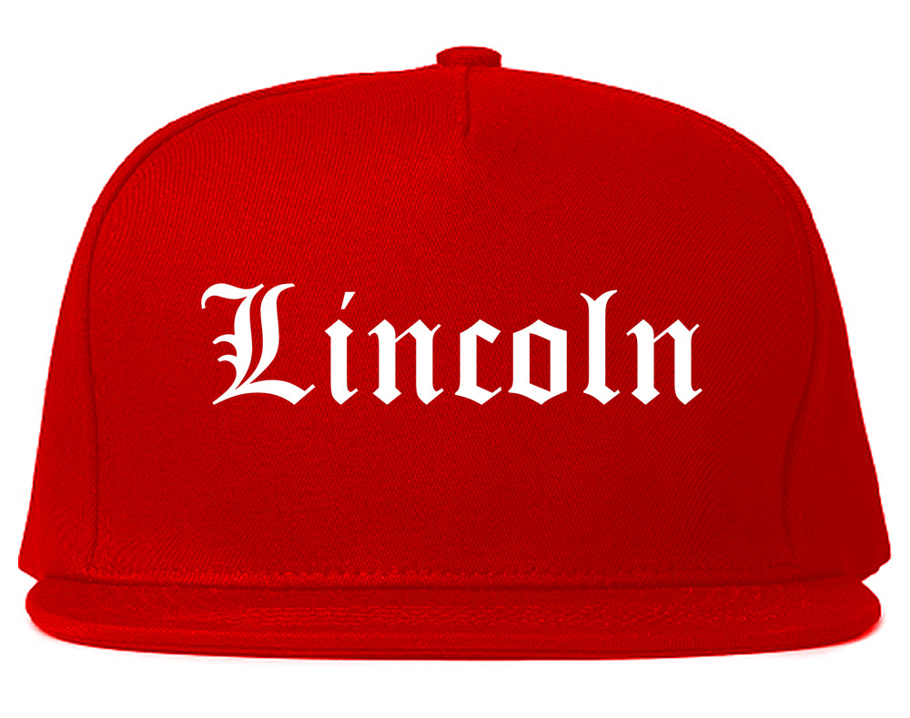Lincoln California CA Old English Mens Snapback Hat Red