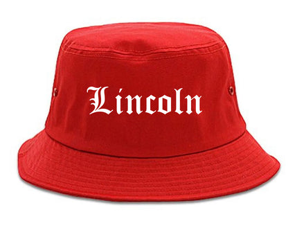 Lincoln California CA Old English Mens Bucket Hat Red