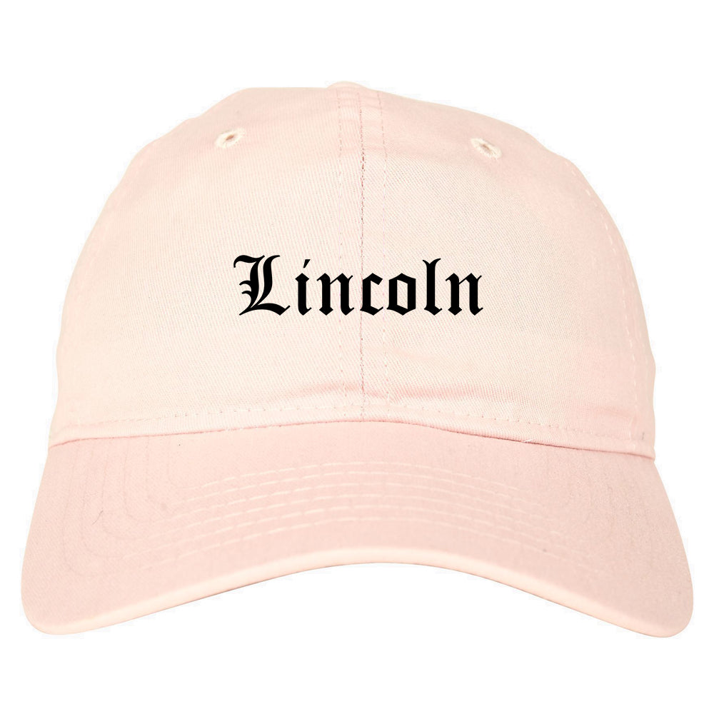 Lincoln California CA Old English Mens Dad Hat Baseball Cap Pink