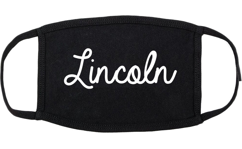 Lincoln California CA Script Cotton Face Mask Black