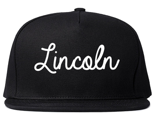 Lincoln California CA Script Mens Snapback Hat Black