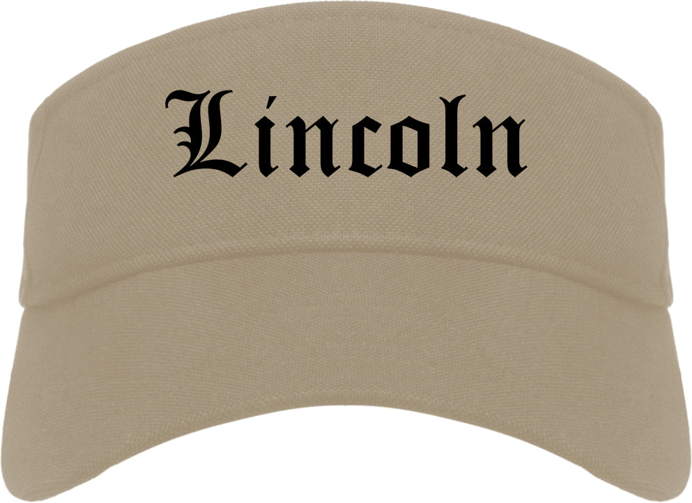 Lincoln California CA Old English Mens Visor Cap Hat Khaki