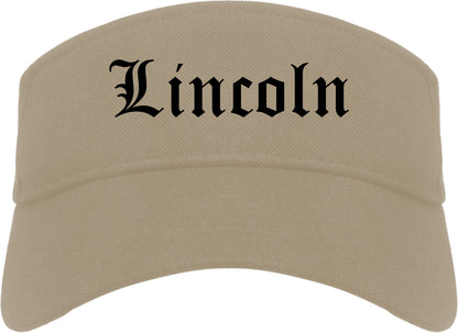 Lincoln California CA Old English Mens Visor Cap Hat Khaki