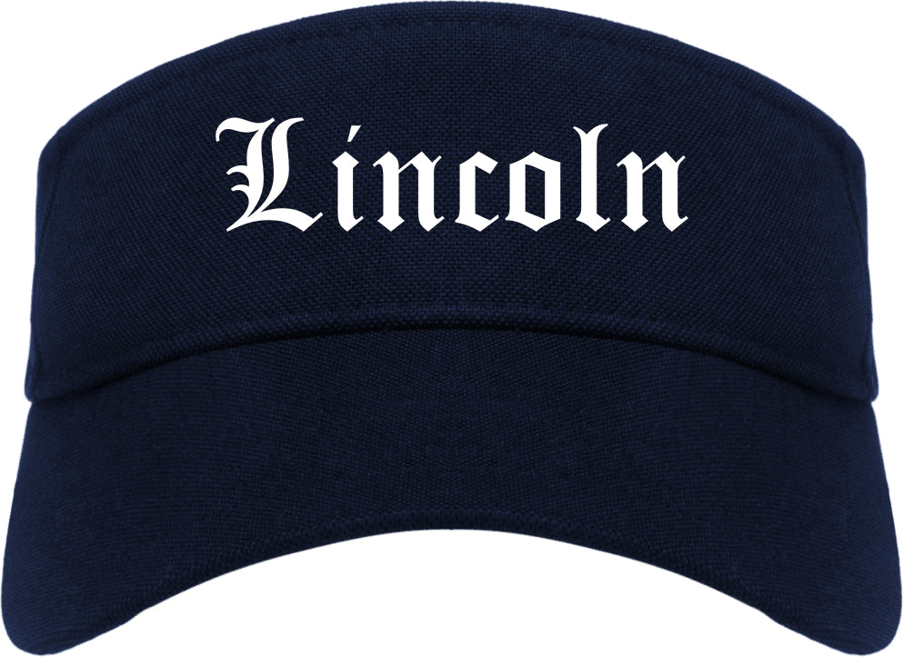 Lincoln California CA Old English Mens Visor Cap Hat Navy Blue