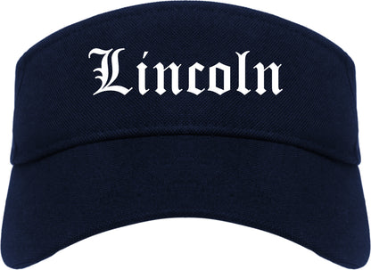 Lincoln California CA Old English Mens Visor Cap Hat Navy Blue