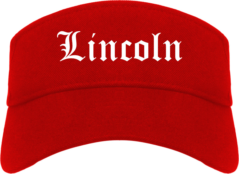 Lincoln California CA Old English Mens Visor Cap Hat Red