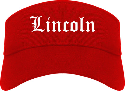 Lincoln California CA Old English Mens Visor Cap Hat Red