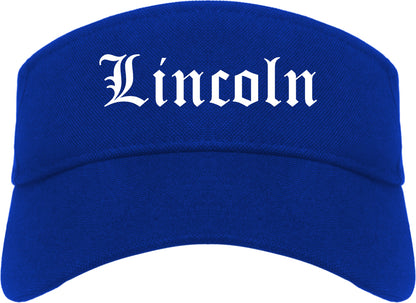 Lincoln California CA Old English Mens Visor Cap Hat Royal Blue