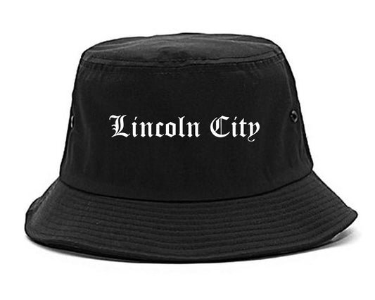Lincoln City Oregon OR Old English Mens Bucket Hat Black