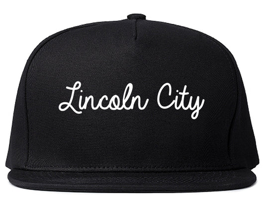 Lincoln City Oregon OR Script Mens Snapback Hat Black