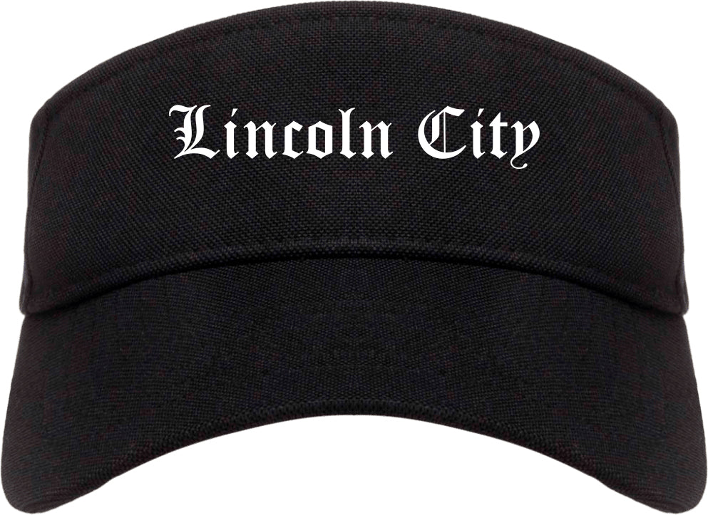 Lincoln City Oregon OR Old English Mens Visor Cap Hat Black