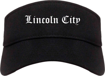 Lincoln City Oregon OR Old English Mens Visor Cap Hat Black