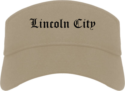 Lincoln City Oregon OR Old English Mens Visor Cap Hat Khaki