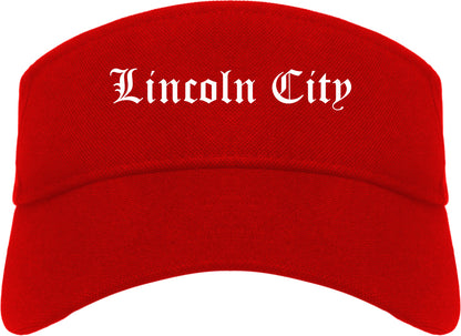 Lincoln City Oregon OR Old English Mens Visor Cap Hat Red