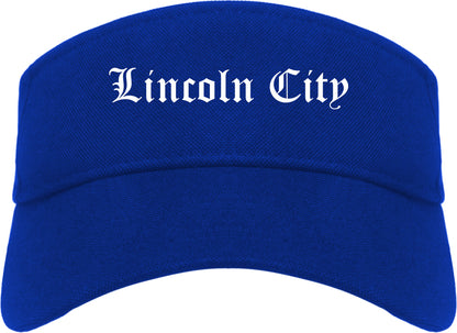 Lincoln City Oregon OR Old English Mens Visor Cap Hat Royal Blue