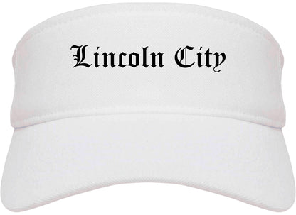 Lincoln City Oregon OR Old English Mens Visor Cap Hat White