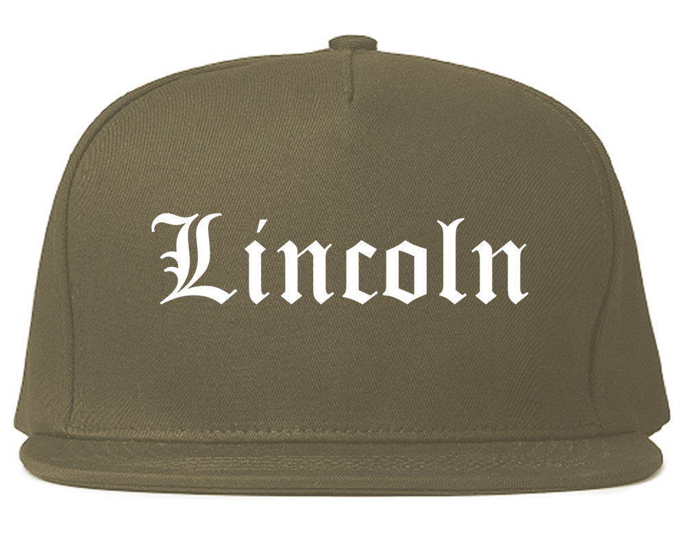 Lincoln Illinois IL Old English Mens Snapback Hat Grey