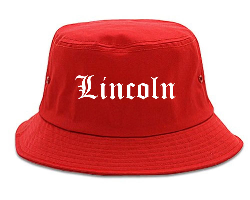 Lincoln Illinois IL Old English Mens Bucket Hat Red