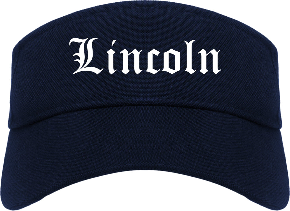 Lincoln Illinois IL Old English Mens Visor Cap Hat Navy Blue
