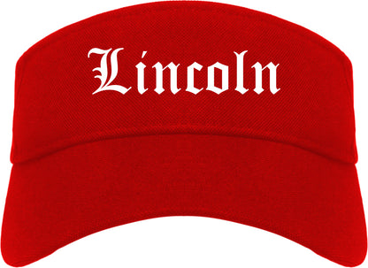 Lincoln Illinois IL Old English Mens Visor Cap Hat Red