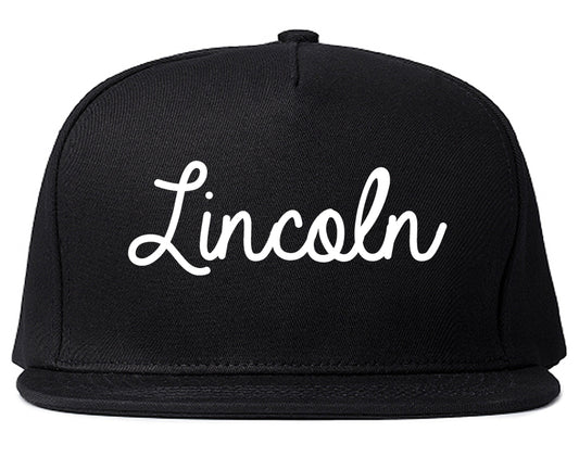 Lincoln Nebraska NE Script Mens Snapback Hat Black