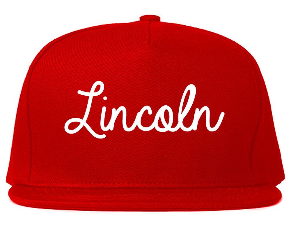 Lincoln Nebraska NE Script Mens Snapback Hat Red