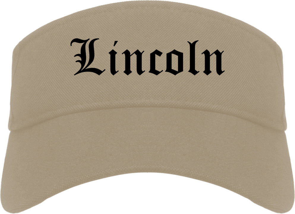 Lincoln Nebraska NE Old English Mens Visor Cap Hat Khaki